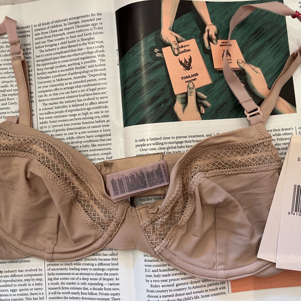 STELLA MCCARTNEY NEW WITH TAGS    Lace Trim Bra in NUDE, sz 34B